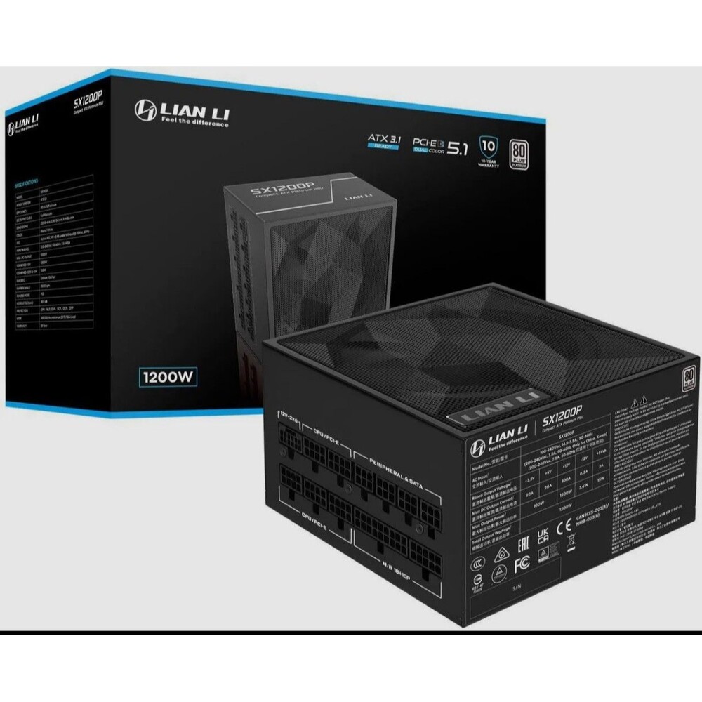 Lian Li SX1200P Platinum 1200W Compact ATX Form Factor Power Supply w/ 12V-2x6 C